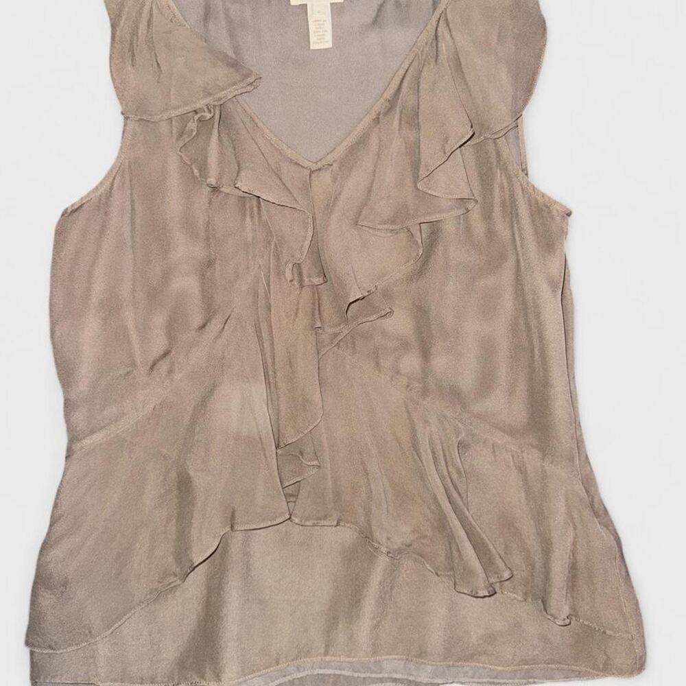 Taupe gray sleeveless silk blouse